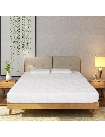 8" Three Layers Cool Medium High Softness Cotton Mattress with 2 Pillows (Queen Size) White