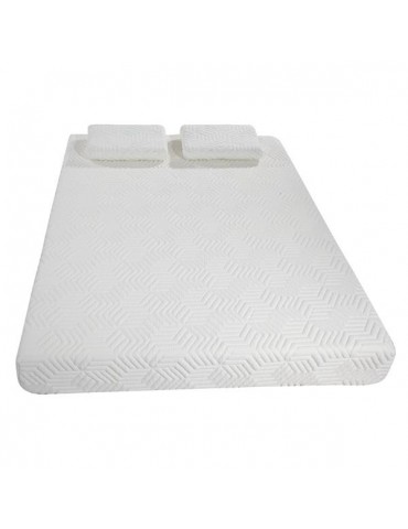 8" Three Layers Cool Medium High Softness Cotton Mattress with 2 Pillows (Queen Size) White